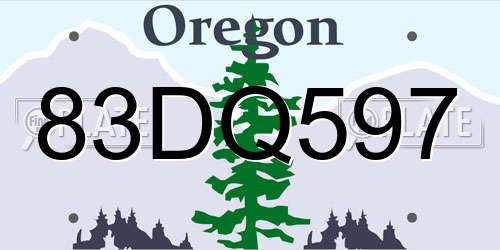 83DQ597 Oregon License Plate