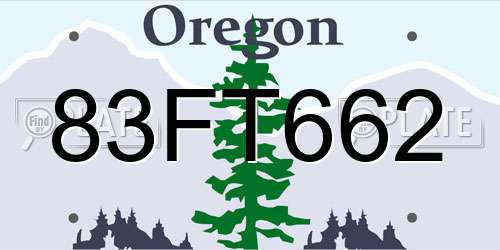 83FT662 Oregon License Plate
