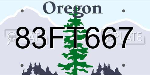 83FT667 Oregon License Plate