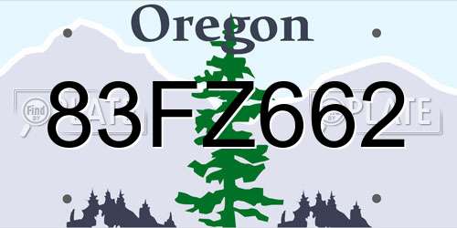 83FZ662 Oregon License Plate