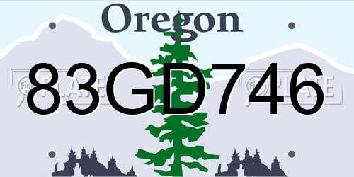83GD746 Oregon License Plate