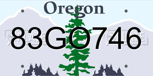 83GO746 Oregon License Plate