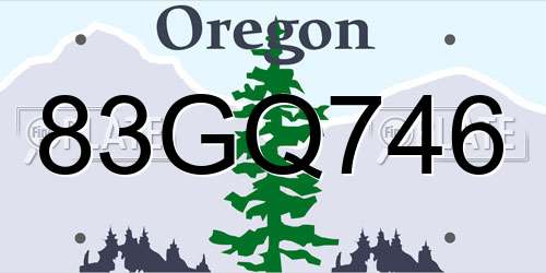 83GQ746 Oregon License Plate