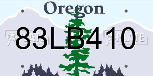 83LB410 Oregon License Plate