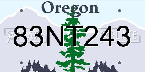 83NT243 Oregon License Plate