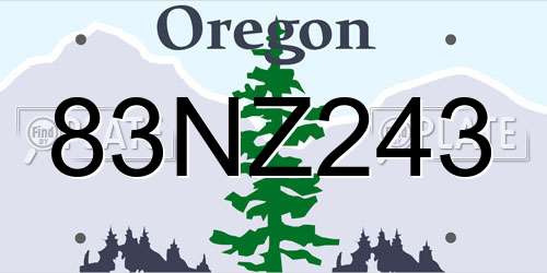83NZ243 Oregon License Plate