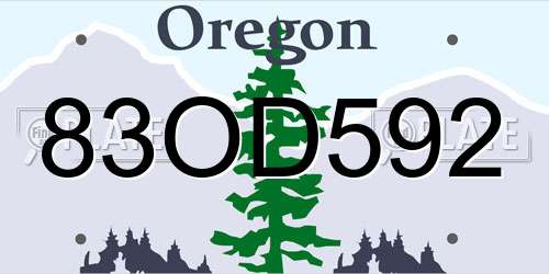 83OD592 Oregon License Plate
