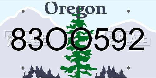 83OO592 Oregon License Plate