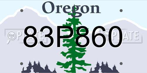 83P860 Oregon License Plate