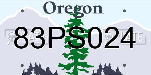 83PS024 Oregon License Plate
