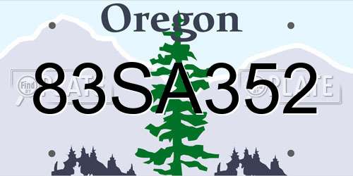 83SA352 Oregon License Plate