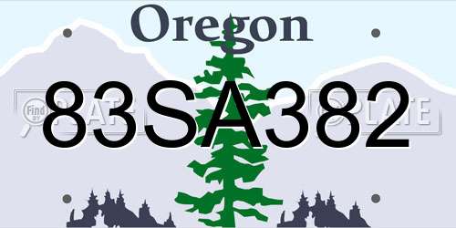 83SA382 Oregon License Plate