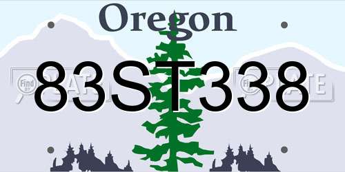 83ST338 Oregon License Plate