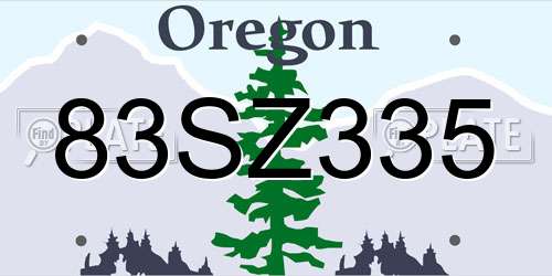 83SZ335 Oregon License Plate