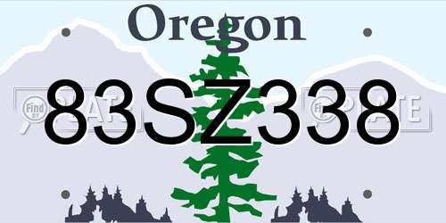 83SZ338 Oregon License Plate