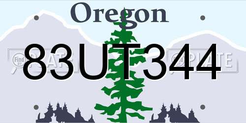 83UT344 Oregon License Plate