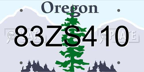 83ZS410 Oregon License Plate