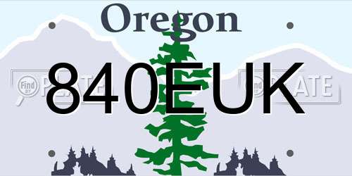 840EUK Oregon License Plate