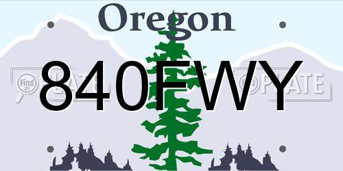 840FWY Oregon License Plate