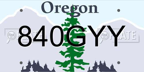 840GYY Oregon License Plate