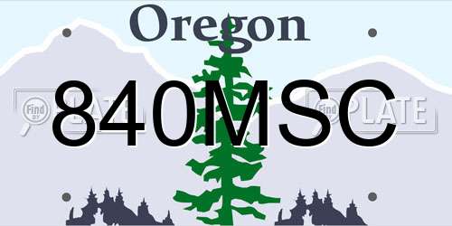 840MSC Oregon License Plate