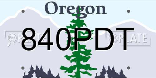 840PDT Oregon License Plate