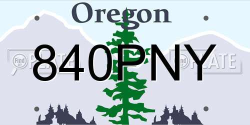 840PNY Oregon License Plate