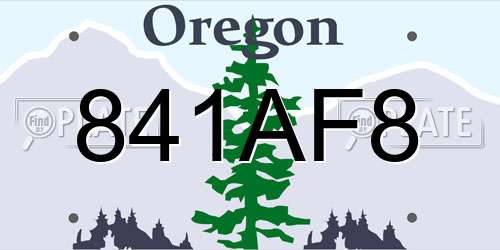 841AF8 Oregon License Plate