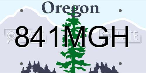 841MGH Oregon License Plate