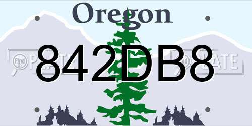 842DB8 Oregon License Plate