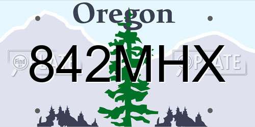842MHX Oregon License Plate