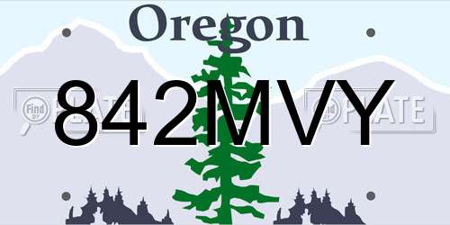 842MVY Oregon License Plate