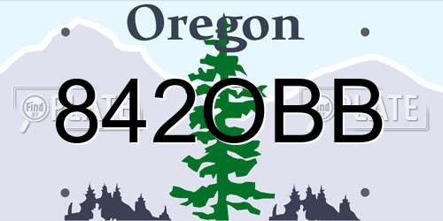 842OBB Oregon License Plate