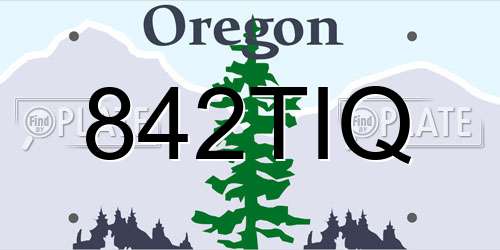 842TIQ Oregon License Plate