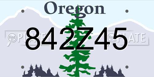 842Z45 Oregon License Plate