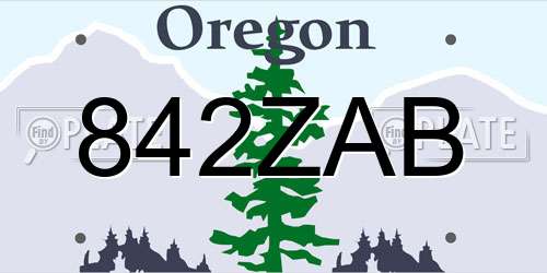842ZAB Oregon License Plate