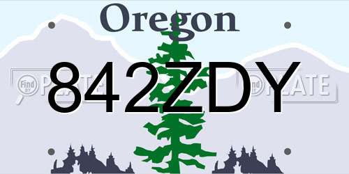 842ZDY Oregon License Plate