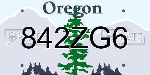 842ZG6 Oregon License Plate