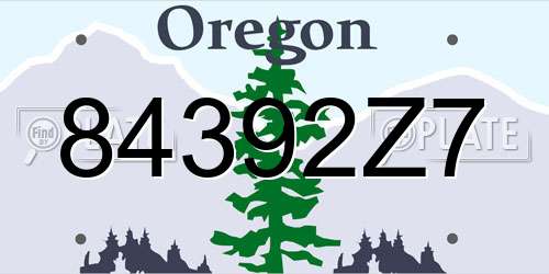 84392Z7 Oregon License Plate
