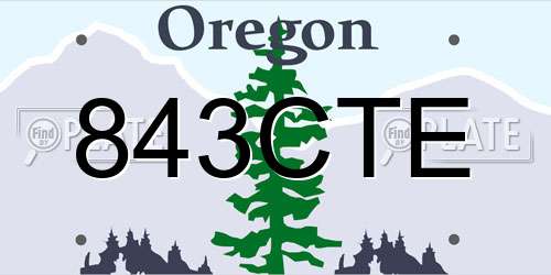 843CTE Oregon License Plate