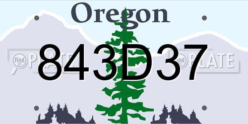 843D37 Oregon License Plate