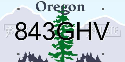 843GHV Oregon License Plate