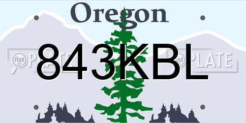 843KBL Oregon License Plate