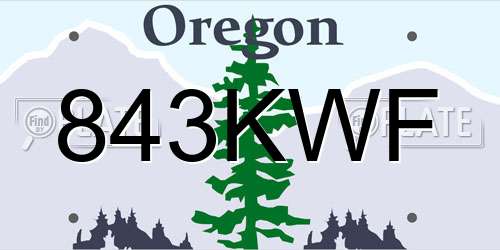 843KWF Oregon License Plate