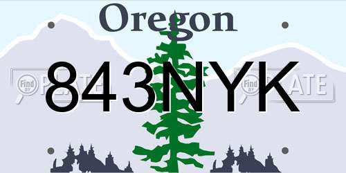 843NYK Oregon License Plate