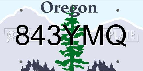 843YMQ Oregon License Plate