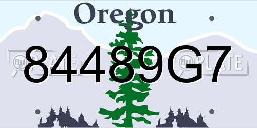 84489G7 Oregon License Plate