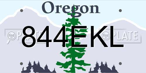 844EKL Oregon License Plate