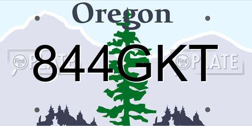 844GKT Oregon License Plate