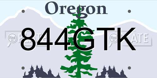 844GTK Oregon License Plate